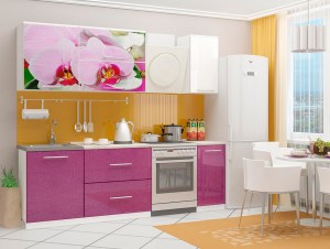 Кухня с фотопечатью Орхидея-2 МДФ 1800 (Миф)